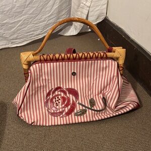 Striped Red and Cream Handbag
